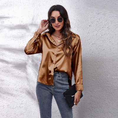 Elegant Women's Silk-Like Satin Blouse