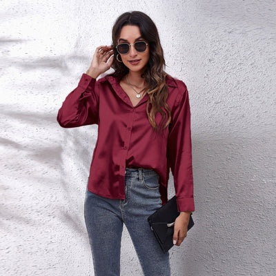 Elegant Women's Silk-Like Satin Blouse