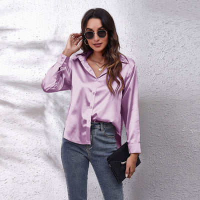 Elegant Women's Silk-Like Satin Blouse