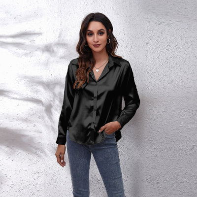 Elegant Women's Silk-Like Satin Blouse