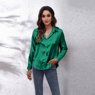 Elegant Women's Silk-Like Satin Blouse