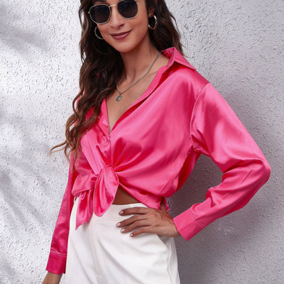 Elegant Women's Silk-Like Satin Blouse