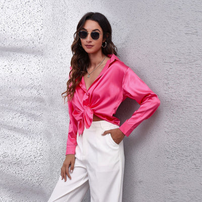 Elegant Women's Silk-Like Satin Blouse