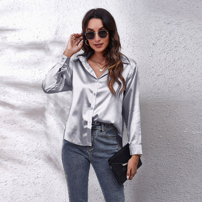Elegant Women's Silk-Like Satin Blouse