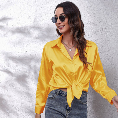 Elegant Women's Silk-Like Satin Blouse
